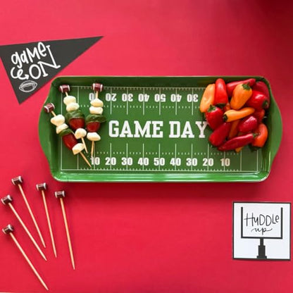 Sprinkles & Confetti Green Game Day Melamine Serving Tray with Handles - BPA-Free, Reusable Platter for Tailgates, Birthdays, Sports Parties - Durable for Charcuterie, Snacks, Wings - color: Green - Game Day