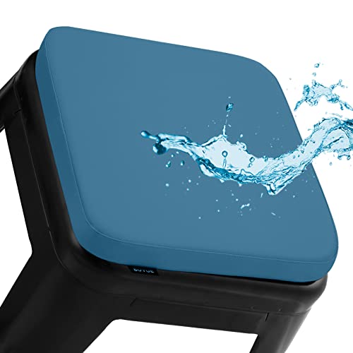 BUYUE Enhanced Anti-Slip Magnetic Bar Stool Cushion 1 Piece, Luxury PU Leather Waterproof Small Seat Cushion for Café Bistro Stackable Metal Stool (Square, Blue, 1) - color: Blue, style: Square-1 Pcs