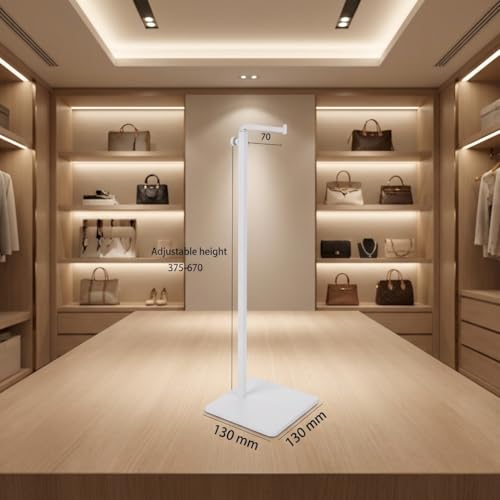 B&NN Adjustable Metal Handbag Rack Tabletop Handbag Purse Display Stand Single Hook Bag Stand Holder (White) - color: White