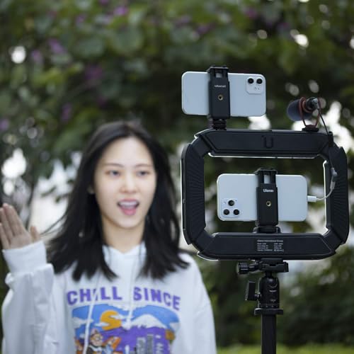 ULANZI Smartphone Video Rig with Light, Handheld Cell Phone Stabilizer with Ring Light 8500k Selfie Light for Filmmaking Live Steam Tiktok YouTube Video Recording, 8000mAh Build-in Battery - size: U200 Light