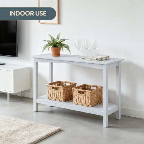 Weatherproof HIPS Outdoor Console Table, 48'' 2-Shelf Side Table Indoor/Outdoor Use, Multifunctional Buffet Table Bar Storage Organizer for Entryway, Patio, Outside Plant Stand Table, White - color: White