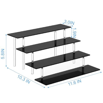 HENABLE 4 Tier Perfume Organizer Stand, Acrylic Risers Display Stands, Display Risers, Perfume Shelf Dessert Display for Party, Figure Stand Funko POP Shelves, Black Cupcake Stand Holder - size: 4-Tier