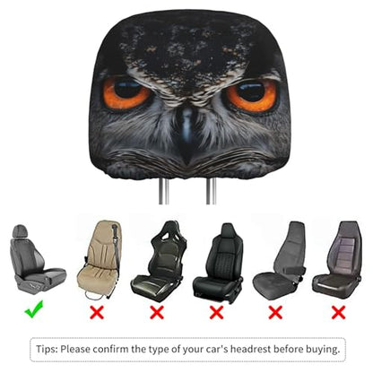 Dujiea 2 Pack Owl Car Headrest Covers, Universal Soft Car Seat Head Rest Cover Protector, Vehicle Accessories Fabric Headrest Cover for Cars Vans Trucks - color: Owl