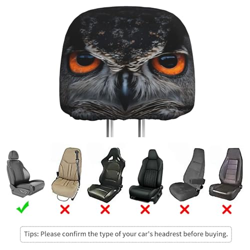 Dujiea 2 Pack Owl Car Headrest Covers, Universal Soft Car Seat Head Rest Cover Protector, Vehicle Accessories Fabric Headrest Cover for Cars Vans Trucks - color: Owl