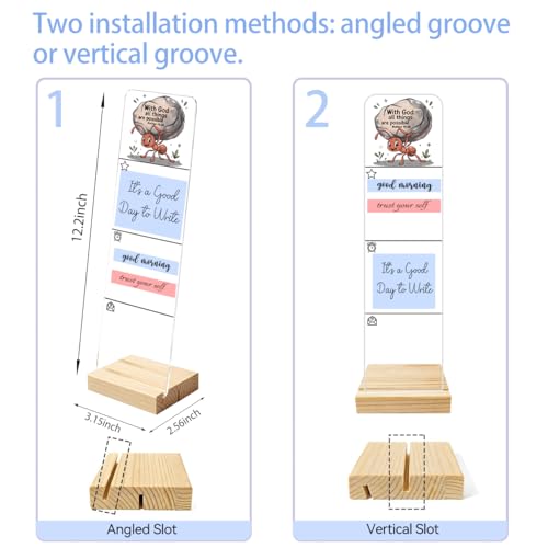 Sticky Notes Monitor Memo Board Acrylic Holder with Removable Wooden Base, with God All Things are Possible Logo Desk Set with 200 Sheets Two Sizes Sticky Notes, Office Desk Accessories Organizer - color: God