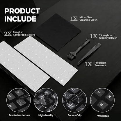 English Keyboard Stickers [5 in 1], Borderless Keyboard Letters Replacement Stickers English with Peel-Off Film (Leaves Only White Letters),Transfer Alphabet Sticker for Laptop Desktop Computer - color: White Letter