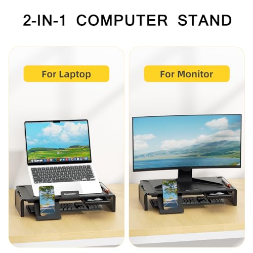 Heymaster Ergonomic Monitor Stand Riser, Laptop Stand Foldable Muti-Angle Adjustable Portable Foldable Stand with Heat-Vent Compatible with MacBook, Air, Pro, Surface Laptop (9-17 inches) (Black)