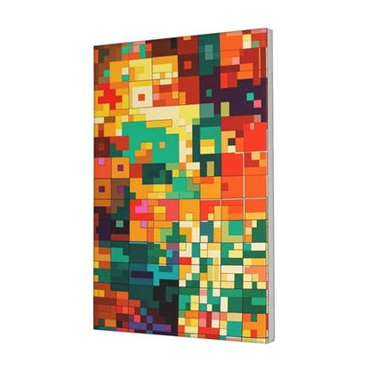 Pixel Art Pattern Wall Art Posters Modern Prints Painting Framed Pictures Artwork Decoration For Living Room Kitchen Bathroom Office Ready To Hang 16"X24" - size: 16"x24"