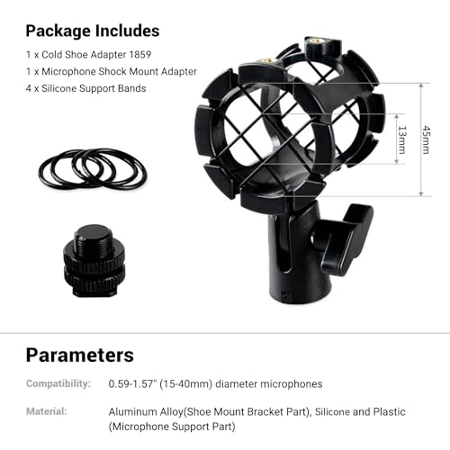 SmallRig Microphone Shock Mount with Cold Shoe Pinch for Camera Shoes and Boompoles 1859