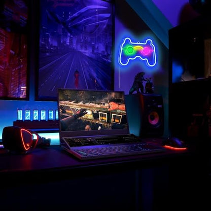 Gamer Neon Sign, Gaming Accessories Neon Sign for Wall Desk Decor Game Room Bedroom Aesthetic Game Controller Led Sign Lights USB/Battery Operated