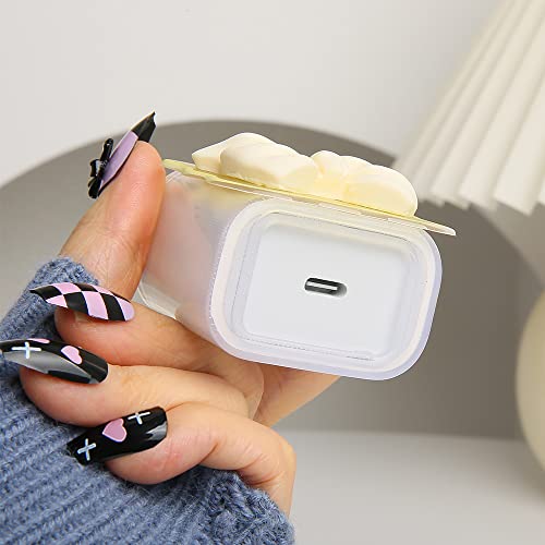 Compatible with iPhone 18W/20W USB-C Charger Cover Cute 3D Bow Tie Design Clear Soft Charger Protector Kawaii Cable Saver for iPhone 11 12 13 14 Pro Max Fast Power Adapter, Beige 2 (5in1) - color: Beige 2 (5 in 1)
