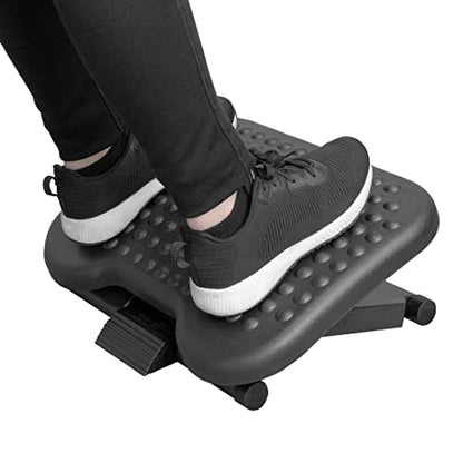 Mount-It! Under Desk Footrest with Foot Pedal Height Adjustment (4.25"–6.75"), Adjustable 30° Tilt Ergonomic Office Foot Rest, Non Slip Massage Surface Foot Stool Under Desk