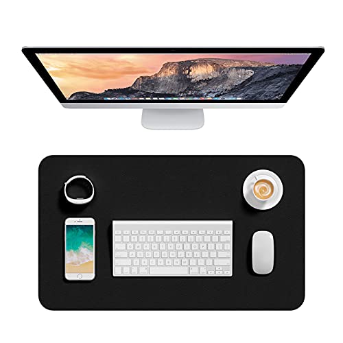 Hsurbtra Desk Pad, 23.6" x 13.8" PU Leather Desk Mat, M Extended Mouse Pad, Waterproof Desktop Blotter Protector, Non-Slip Ultra Thin Small Laptop Keyboard Writing Mat for Office Home, Black - color: Black, size: 23.6" x 13.8"