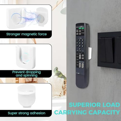 6-Piece Magnetic Remote Control Holder Wall Mount - Self Adhesive Suitable for Tv Backside as Well as Tv Fan and Air Conditioner Remote Controls - color: White
