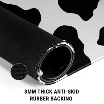 Skinit Medium Gaming Mouse Pad - Cow Pattern Animal Print Design with Stitched Edges, Waterproof, Non-Slip Rubber Base, Desk Mat for Keyboard & Mouse, 17.7" x 15.75" inches - color: Black - PTTRNS05, size: 17.7" x 15.75"