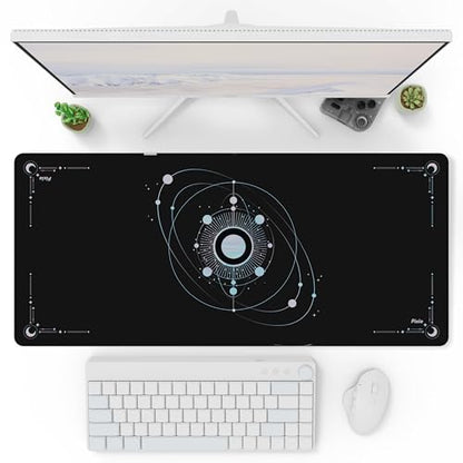 Pixio Mouse Pads - 36 x 16 inch XXL Cosmic Orbit Black Multifunctional Large Desk Mats for Gaming, Office, Desktop Anti-Slip Waterproof Washable Computer Mouse Mat - color: Black Cosmic Orbit