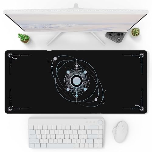 Pixio Mouse Pads - 36 x 16 inch XXL Cosmic Orbit Black Multifunctional Large Desk Mats for Gaming, Office, Desktop Anti-Slip Waterproof Washable Computer Mouse Mat - color: Black Cosmic Orbit