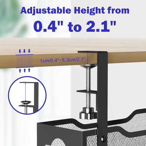 Under Desk Cable Management Tray 25.12", Extra Large Cable Management No Drill, Extended Cord Organizer with Adjustable Clamps, White