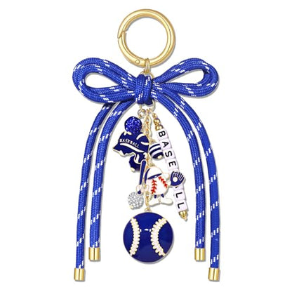 PHALIN Football Baseball Basketball Golf Bag Charms Keychain for Women Men Bow Purse Charm Sport Mom Gifts - style: Baseball-1