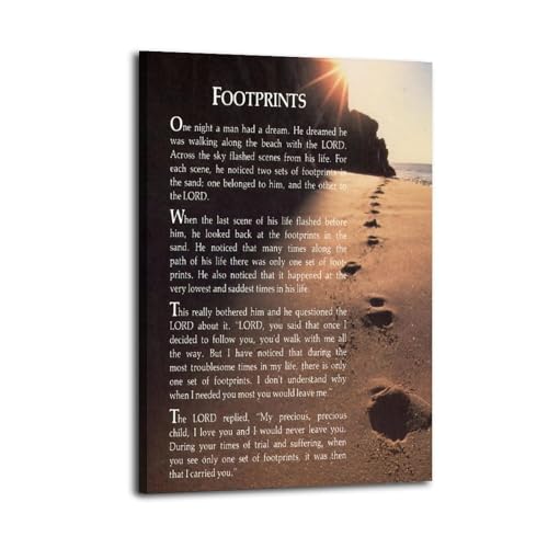Zapeeitt Footprints In The Sand Christian Poem Motivational Quotes Canvas Art Poster And Wall Art Picture Print Modern Family Bedroom Decor Posters 12x18inch(30x45cm) Frame-style-1 - color: Frame-style-1, size: 18"L x 12"W