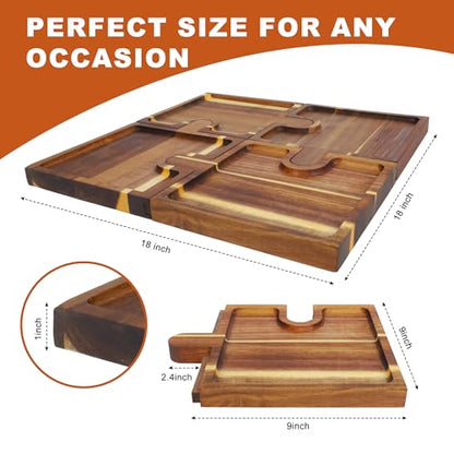 Large Charcuterie Board with Cheese Knife Set,30 x 12 Inch Acacia Wood Large Serving Tray (18 Inches)