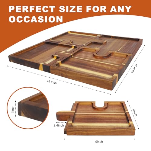Large Charcuterie Board with Cheese Knife Set,30 x 12 Inch Acacia Wood Large Serving Tray (18 Inches) - size: 18 Inches