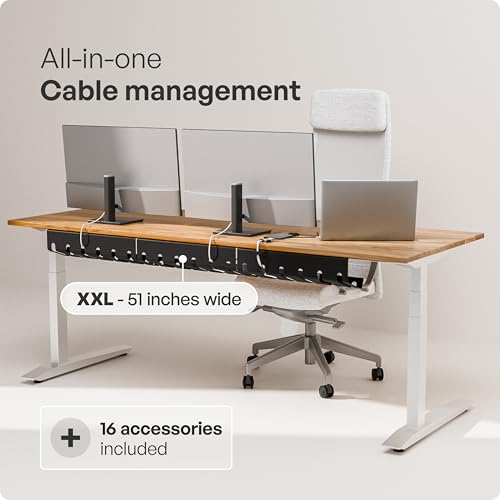 PAMO Cable Management Under Desk for Easy mounting Under-Table I Set of 3 - with 10X Cable Ties I Desk Organizer for Office/Home Office Table Thoughtful Cable Tray Holder - color: Black, size: Set of 3