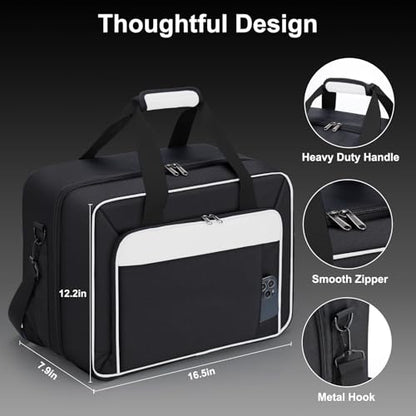 GDNasist Carrying Case Fit for PS5, Travel Thickened Protective Bag Compatible with Playstation 5 Console, Headset, PS5 Controller, Game Discs, and Gaming Accessories, White - color: White