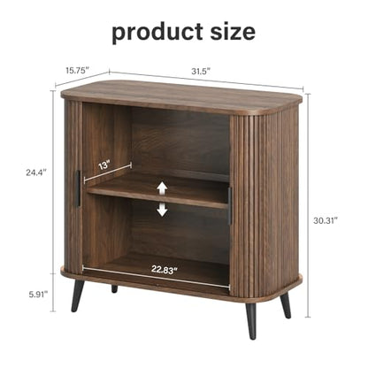Svimi Accent Cabinet with Sliding Doors - Walnut Sideboard Buffet Cabinet with Storage for Coffee Bar, Console Table - MCM Design Bar Cabinets for Modern Home Décor