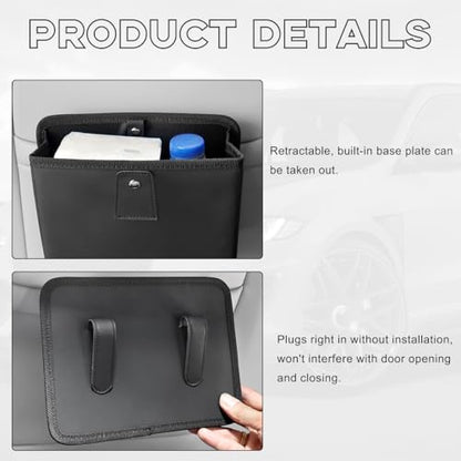 Yourkar Car Trash Can, Foldable Waterproof Leather Car Garbage Organizer Holder, Automotive Mini Dustbin Container with One Roll Trash Bag, Universal Interior Car Accessories (Beige, M) - color: Beige, M