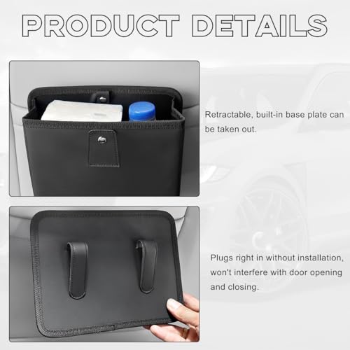 Yourkar Car Trash Can, Foldable Waterproof Leather Car Garbage Organizer Holder, Automotive Mini Dustbin Container with One Roll Trash Bag, Universal Interior Car Accessories (Black, M) - color: Black, M