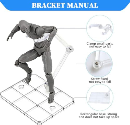 Action Figure Stand, 12 PCS Assembly Action Figure Display Holder Base Doll Model Support Stand Compatible with HG RG SD SHF Gundam 1/144 Toy with Screwdriver Transparent