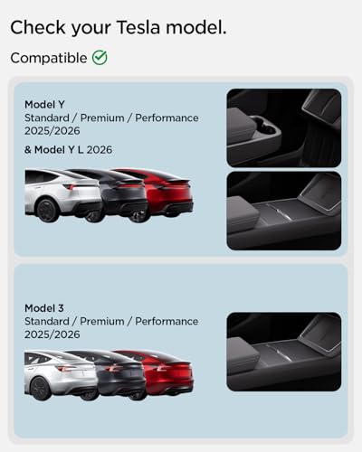 Spigen Under Screen Storage Organizer for Tesla Model Y Juniper & Model Y L (Standard, Premium & Performance 2026/2025) and Model 3 Highland (Standard, Premium & Performance 2026/25/24) - Black