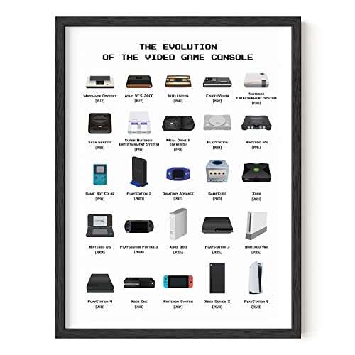 HAUS AND HUES Video Game Framed Art – Gaming Room Decor & Posters for Boys – Black Frame 12x16 - color: Console, size: 12"L x 16"W, style: Black Framed