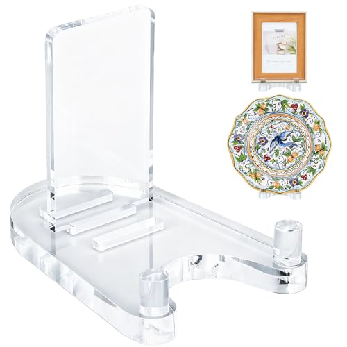 Acrylic Easel Display，Plate Stand for Display，Adjustable Clear Display Holder for 8" to 12" Platter, Book, Card, Frame, Picture, Artwork, Plaque ( Large-1pc 8"-12") - size: Large-1pc(8"-12")