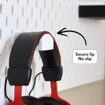 Headphone Holder Compatible with IKEA SKADIS Pegboard Headset Hanger Hook - color: White