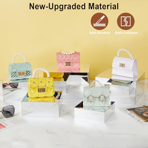 Acrylic Risers for Display 5 Pcs, Food Risers for Party Silver Display Stands Box Nesting Display for Jewelry Bag Cosmetics Catering Dessert Collectibles - color: Sliver-5pc