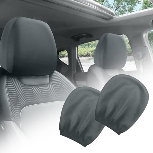 2PCS Car Headrest Cover,Stretchy Fabric Car Seat Headrest Cover for Protect & Avoid Scratches,Removable Head Rest Covers for Car Seat Suitable for Most Car Headrest Accessories (Dark Gray) - color: Gray