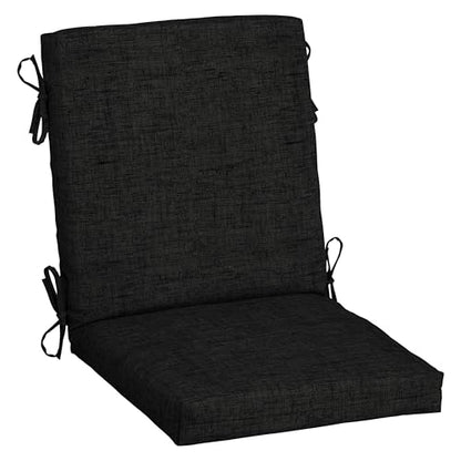 Arden Outdoor Midback Chair Cushion, 18 x 16.5, Rain-Proof, Fade Resistant Black Leala - color: Black Leala