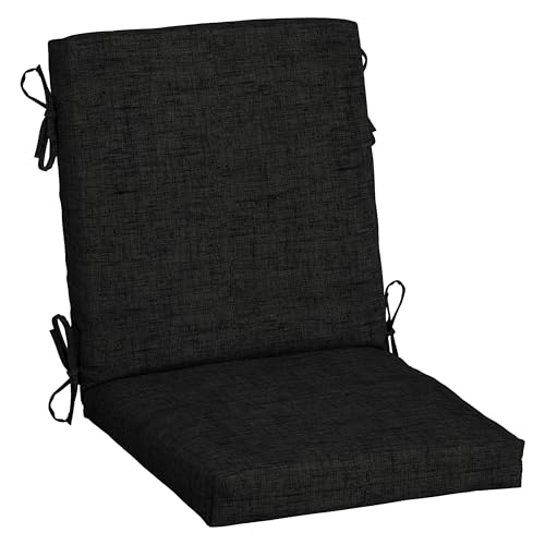 Arden Outdoor Midback Chair Cushion, 18 x 16.5, Rain-Proof, Fade Resistant Black Leala - color: Black Leala