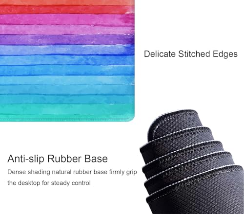 Large Gaming Mouse Pad - XL Desk Mat for Keyboard Mice - Extended Long Thin Rainbow Stripes - 31.5 x 11.8 Inch - color: Rainbow Stripes