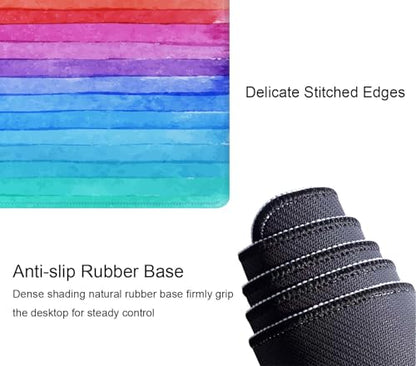 Large Gaming Mouse Pad - XL Desk Mat for Keyboard Mice - Extended Long Thin Rainbow Stripes - 31.5 x 11.8 Inch - color: Rainbow Stripes