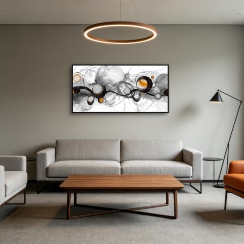 XLSJERST Abstract Artwork Minimalist Painting - Large Size Frame Wall Art for Living Room Wall Decor Modern Black and White Canvas Picture Boho Gray Wall Art - color: Black and grey, size: 20x40 inches