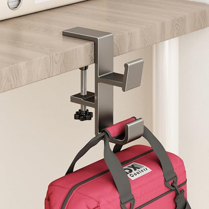 Desk Hook for Bag, Purse Hook for Table, Under Desk Handbag Hanger, Aluminum Backpack Holder, Desk Mount Hook for Umbrellas, Headphone, Back to School Supplies, Gray - color: Gray