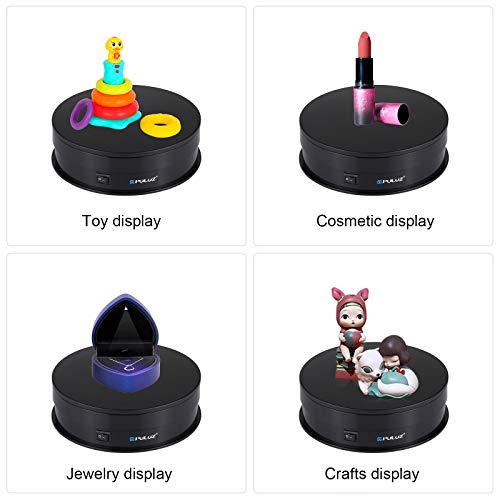 PULUZ 360 Degree Photography Turntable Rotating Display Stand, 5.7in(15cm) Diameter 360 Degree Turntable Display Stand for Photography Video Shooting Props Jewelry, Max Load 33Lb (Black) - size: 5.7inch/Black
