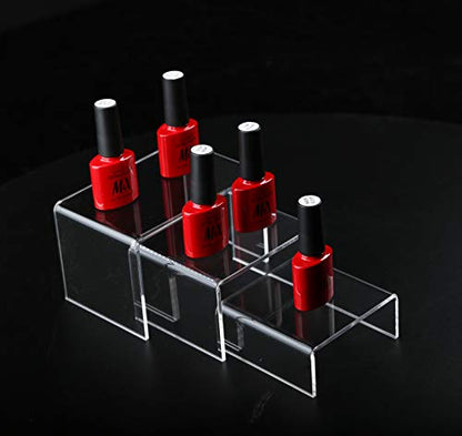 Jusalpha 6 -Piece Strong Clear Acrylic Rectangular Riser For Retail, Shelf Showcase Fixtures for Jewelry, Display Stand for Amiibo Funko POP Figures, Cupcakes, Food Display (2) - size: Medium, 2 Sets