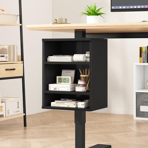 IBUYKE Under-Desk Storage Cabinet Adjustable Cabinet Fits with Standing Desks & Any Desk Legs Clamp-on Shelf for Office and Gaming Room for Elevating Your Workspace UTMZ012B - color: Black