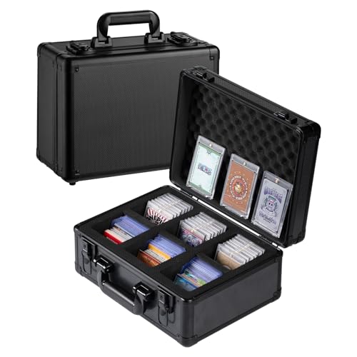 Card Storage Box Waterproof Card Case with Handle Portable Trading Card Case with Sponge Partition Graded Card Storage Case Organizer Fits CSG, BGS, CGC, SGC,PSA (M) - size: M