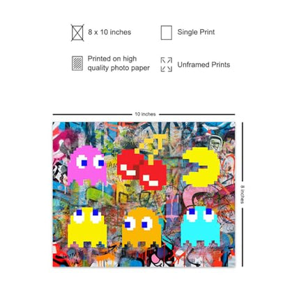 Video game Room Decor - Gaming Room Decor - Boys Bedroom, Man cave, Rec Room, playroom Wall Decor - Gamer Art Print - Graffiti Wall Art - Game Room Wall Decor - Arcade game Gaming Posters 8x10