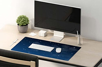 SSOIU Night Sky with Clouds and Many Stars - Extra Large Desk Mat, Cute Desk Pad, Aesthetic Gaming Mousepad - 35.5 x 15.7 inch - color: Night Sky With Clouds